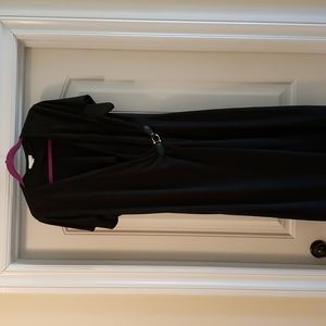 Black short sleeved midi dress